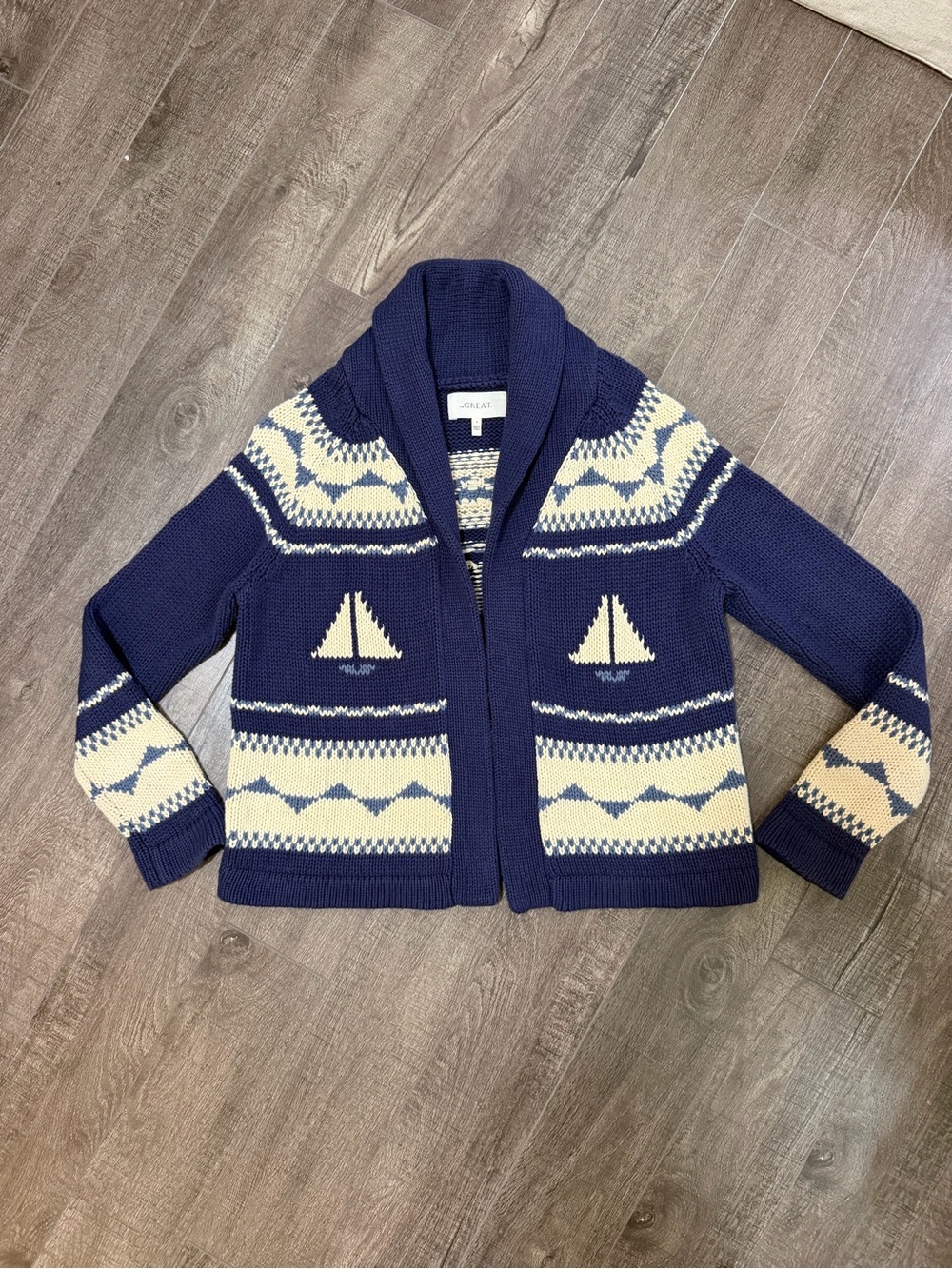 The Great Lodge Cardigan - Sail Boats - size 0 (XS)